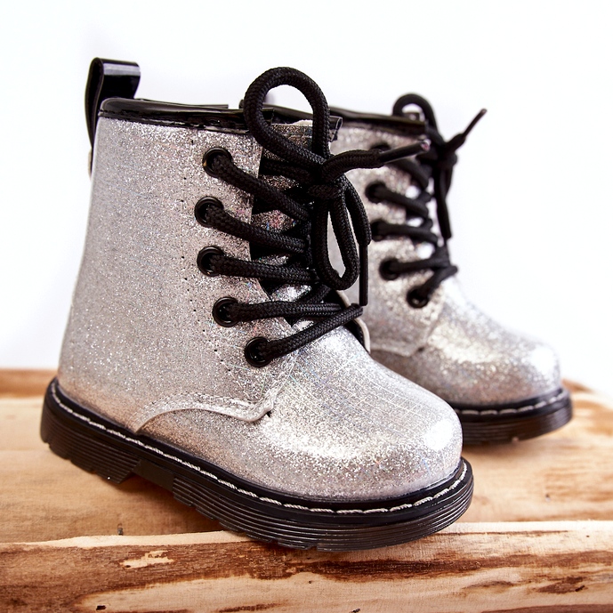 FR1 Botas Infantiles Cálidas Con Cremallera Lacado Plata Goopy 4