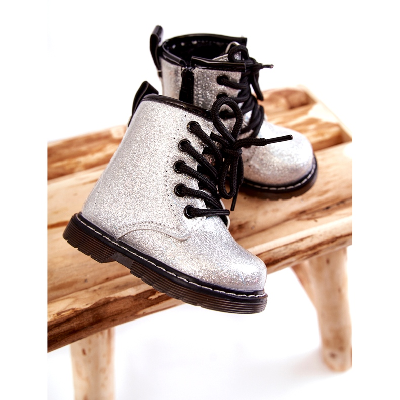 FR1 Botas Infantiles Cálidas Con Cremallera Lacado Plata Goopy 2