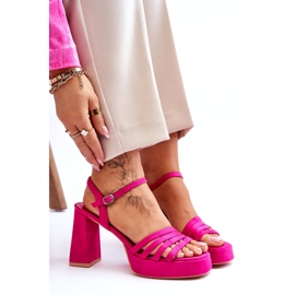 FB2 Sandalias Mujer Plataforma Ante Fucsia Verda rosa 8