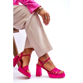 FB2 Sandalias Mujer Plataforma Ante Fucsia Verda rosa 5