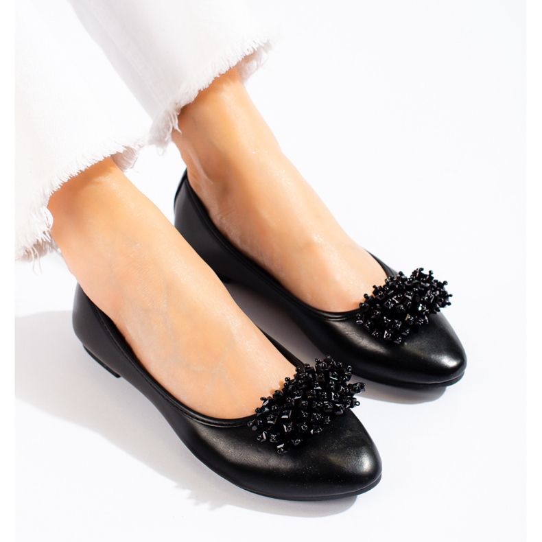 W. Potocki Bailarinas de mujer negras con adorno de perlas de Potocki negro 2