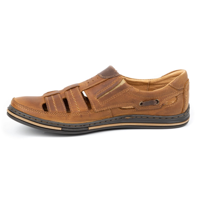 Polbut Zapatos de hombre calados 06 para verano camel naranja 2