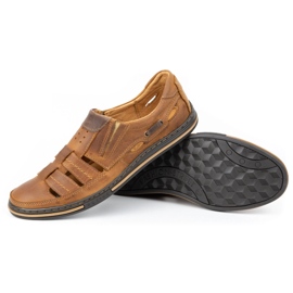 Polbut Zapatos de hombre calados 06 para verano camel naranja 4