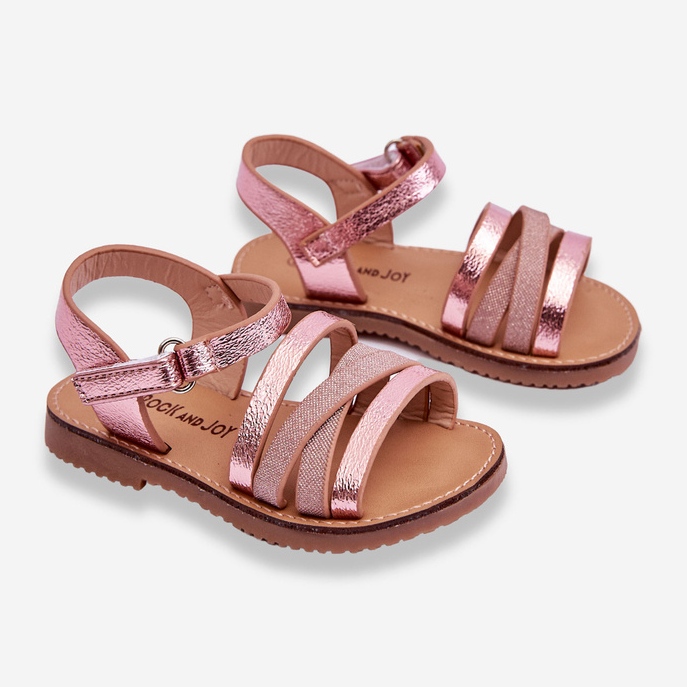 Sandalias Infantiles Con Rayas Rosa Isla rosado 2
