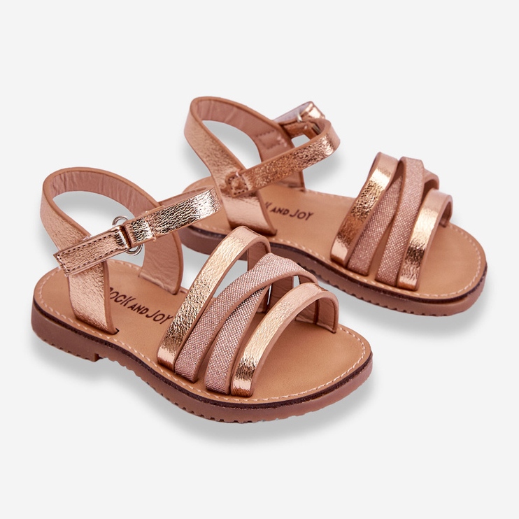 Sandalias Infantiles Con Tiras Oro Rosa Isla dorado 2