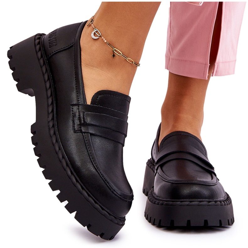 Mocasines Mujer Big Star Cuero Zapatos LL274458 Negro 4