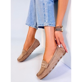 Mocasines mujer Anaya Kaki de ante beige 1