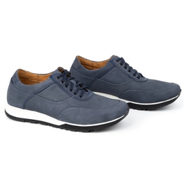 Olivier Zapato casual hombre piel 902KNT nubuck azul marino 3