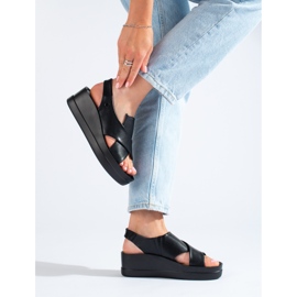 Sandalias cuña mujer Shelovet negras negro 2