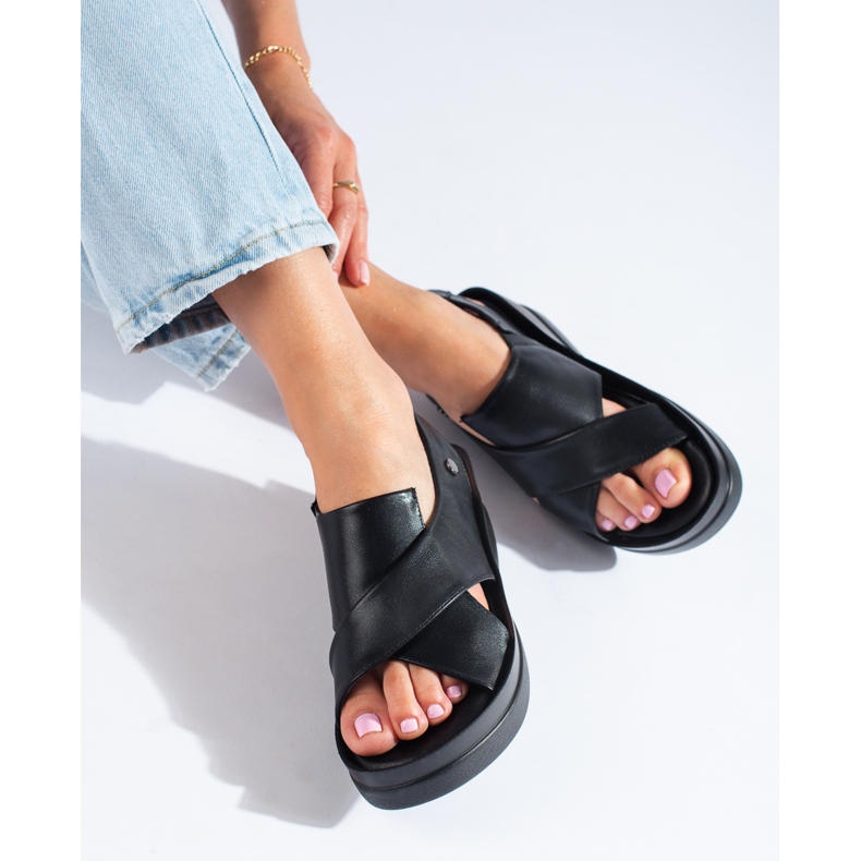 Sandalias cuña mujer Shelovet negras negro 1