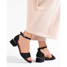 Sandalias negras de tacón bajo Shelovet negro 2