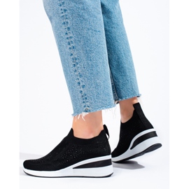 Deportivas cuña Shelovet textil negro 2