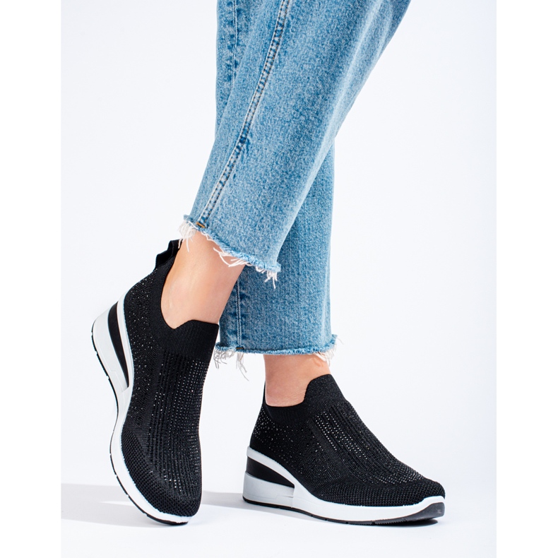 Deportivas cuña Shelovet textil negro 1