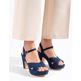 Sandalias de tacón azul marino de Shelovet 3