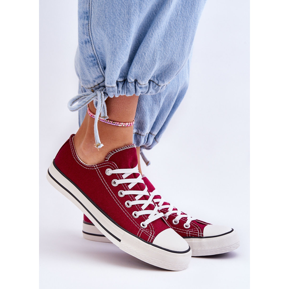 FR1 Zapatillas bajas cl sicas de mujer Burdeos Vegas rojo