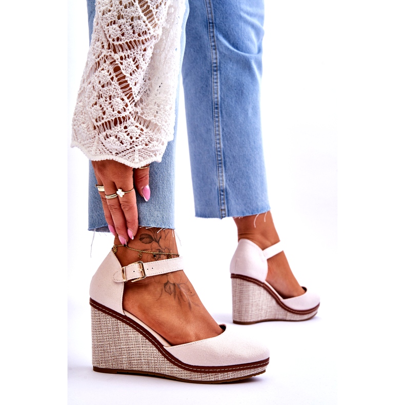 PS1 Sandalias Clásicas Mujer Cuña Beige Malani 4