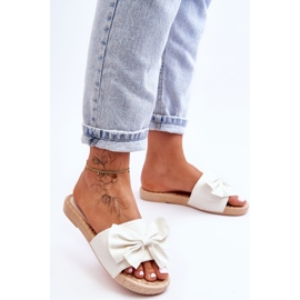 FK1 Zapatillas de mujer de moda con un lazo Estera blanco. 2 FK1 Zapatillas de mujer de moda con un lazo Estera blanco. 2