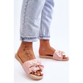 FK1 Zapatillas de mujer de moda con un lazo Estera rosa. rosado 2