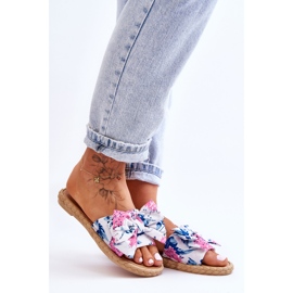 FK1 Pantuflas De Mujer Con Lazo De Tela Flor Blanca blanco 5