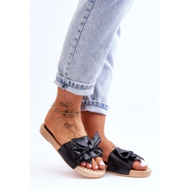 FK1 Pantuflas De Mujer De Moda Con Lazo Negro Estera 3