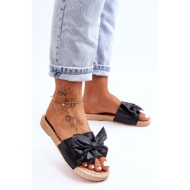 FK1 Pantuflas De Mujer De Moda Con Lazo Negro Estera 5