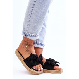 FK1 Pantuflas Mujer Ante Lazo Negro Fency 3