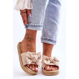 FK1 Pantuflas Mujer Ante Lazo Beige Fency 5