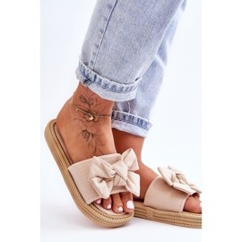 FK1 Pantuflas Mujer Ante Lazo Beige Fency 3