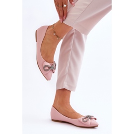 WS1 Bailarinas Elegantes Con Lazo Y Pedrería Rosa De Una Vez rosado 3