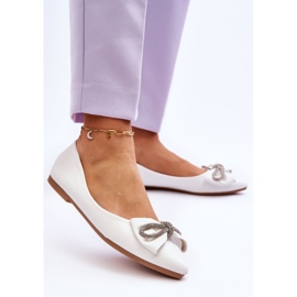 WS1 Bailarinas Elegantes Con Lazo Y Strass Blanco One Time 6