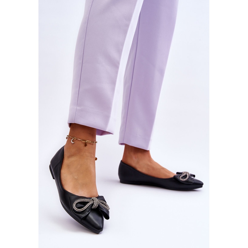 WS1 Bailarinas Elegantes Con Lazo Y Joyas Negras One Time negro 1