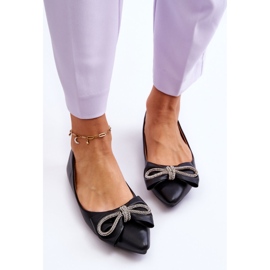 WS1 Bailarinas Elegantes Con Lazo Y Joyas Negras One Time negro 2