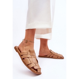 WS1 Pantuflas Mujer Rayas Beige Reyna 3
