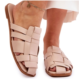 WS1 Pantuflas Mujer Rayas Beige Claro Reyna 7