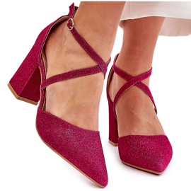 WS1 Bombas de brillo de moda en talón fucsia galaxy rosado 8