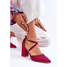 WS1 Bombas de brillo de moda en talón fucsia galaxy rosado 4