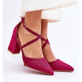 WS1 Bombas de brillo de moda en talón fucsia galaxy rosado 7