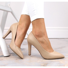 Zapatos de tacón mujer beige café Sergio Leone 1446 1