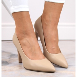 Zapatos de tacón mujer beige café Sergio Leone 1446 3