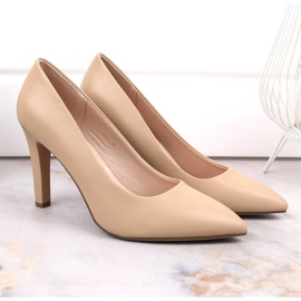 Zapatos de tacón mujer beige café Sergio Leone 1446 5
