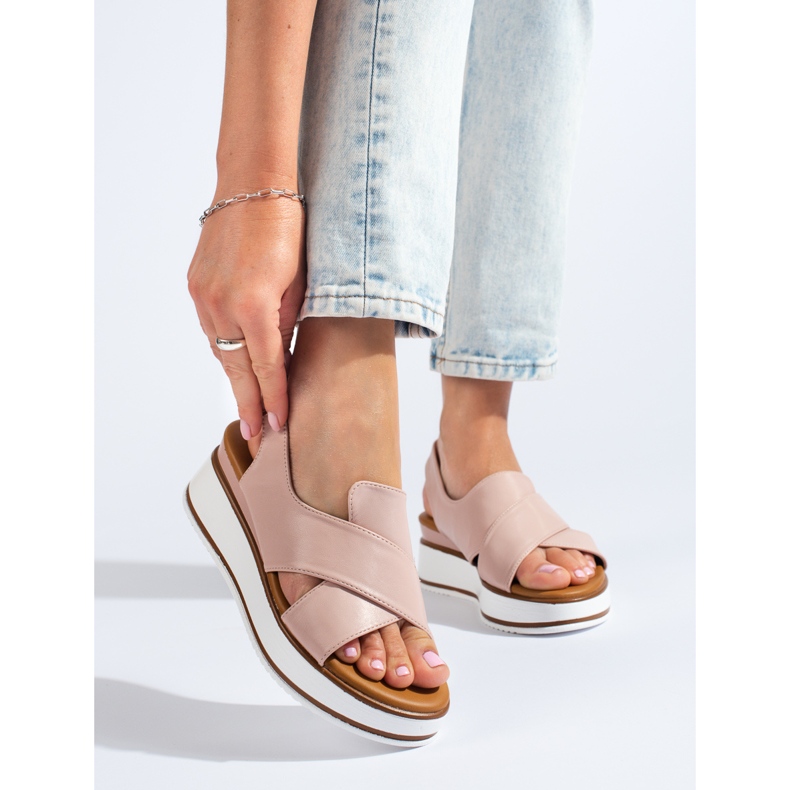 Cómodas sandalias Vinceza mujer cuña baja beige 1