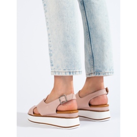 Cómodas sandalias Vinceza mujer cuña baja beige 3