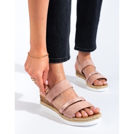 Sandalias cuña mujer Shelovet rosa rosado 3