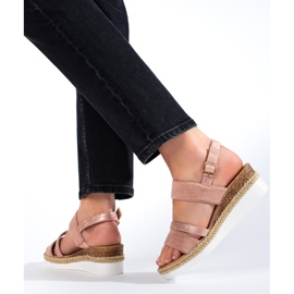 Sandalias cuña mujer Shelovet rosa rosado 2