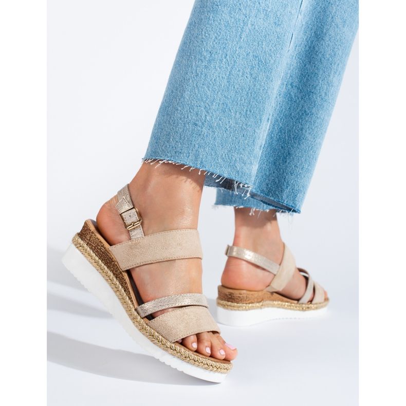 Sandalias mujer cuña Shelovet beige 1