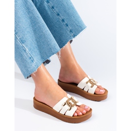 Babucha mujer plataforma Shelovet blanca blanco 2