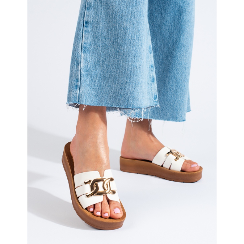 Babucha mujer plataforma Shelovet blanca blanco 1