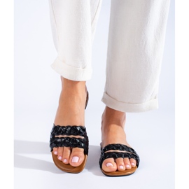 Pantuflas trenzadas Shelovet negras para mujer negro 2