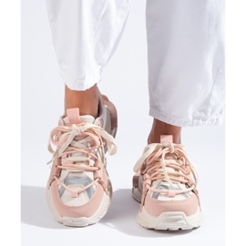 Zapatillas blancas y rosas con suela gruesa de Shelovet blanco 3