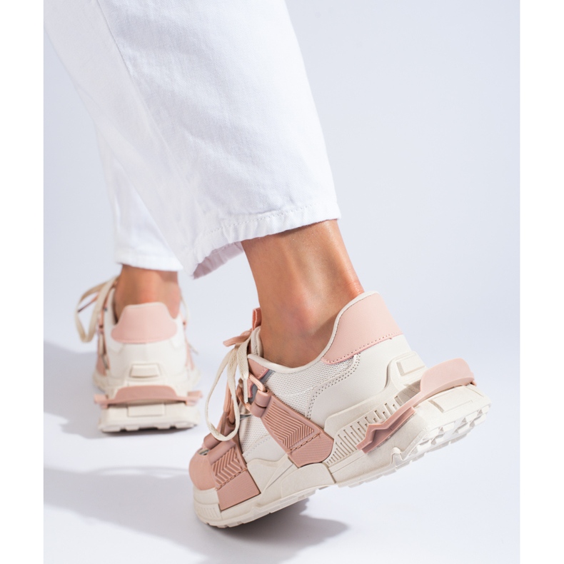 Zapatillas blancas y rosas con suela gruesa de Shelovet blanco 1